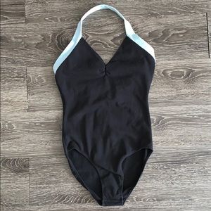 Sansha black and blue halter leotard
